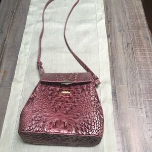 Brahmin Metallic Pink Crocodile-Embossed Crossbody Bag